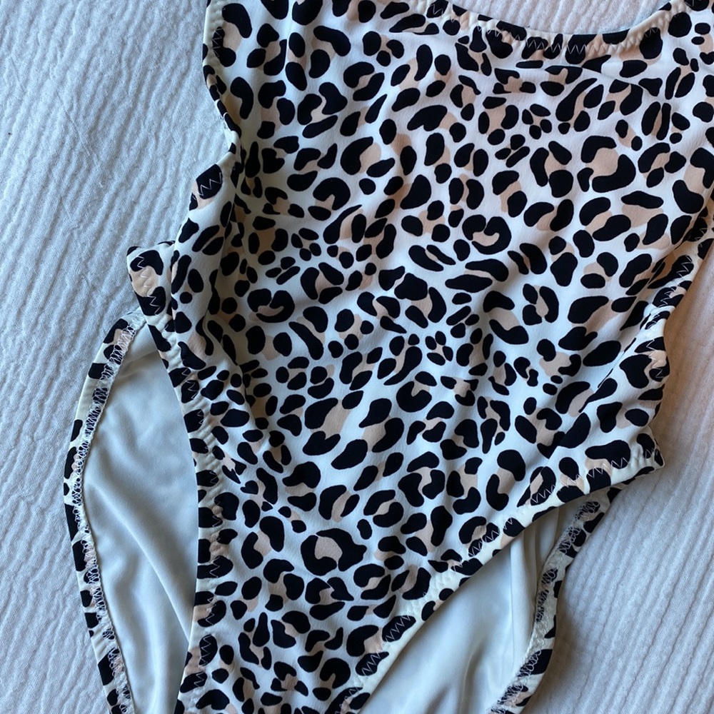 Norma Kamali Marissa One Piece in Baby Leopard - Picture 8 of 8